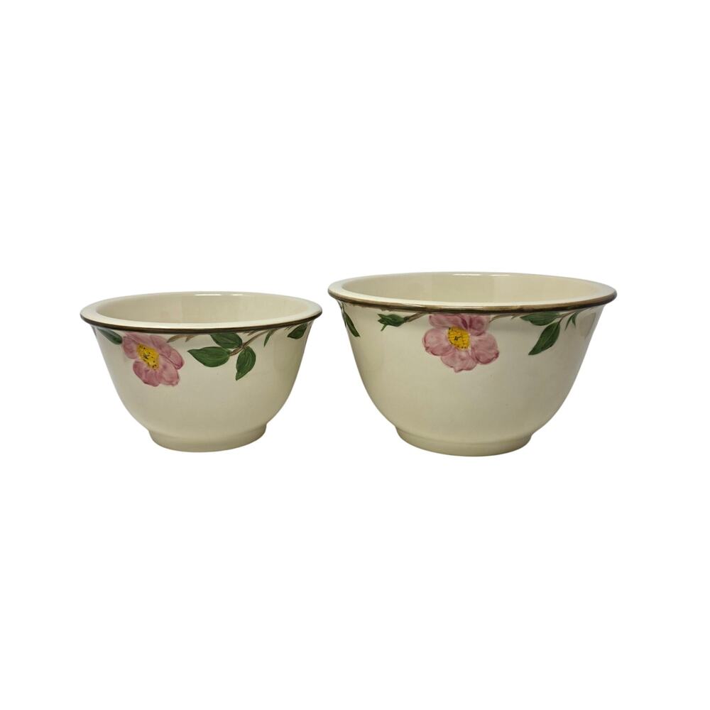 Vintage Franciscan Desert Rose Mixing Bowls Set 2 California Hand Decorated